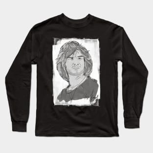 Watercolor - Patrick Swayze BW on Dark Long Sleeve T-Shirt